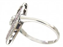 Art Deco Platinum, Ruby & Diamond Wrapover Ring