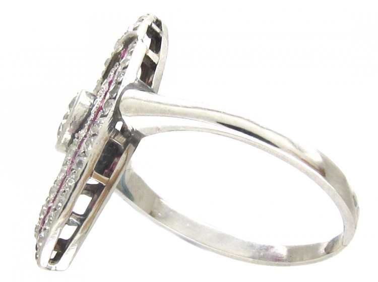 Art Deco Platinum, Ruby & Diamond Wrapover Ring