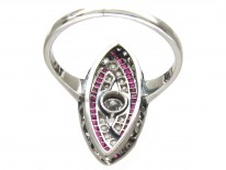 Art Deco Platinum, Ruby & Diamond Wrapover Ring