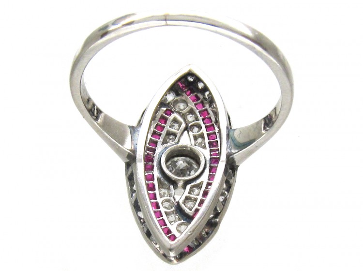 Art Deco Platinum, Ruby & Diamond Wrapover Ring