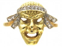 18ct Gold & Diamond Set Theatrical Mask Ring