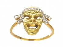 18ct Gold & Diamond Set Theatrical Mask Ring