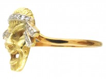 18ct Gold & Diamond Set Theatrical Mask Ring