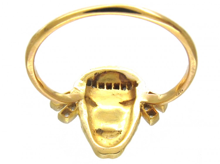 18ct Gold & Diamond Set Theatrical Mask Ring