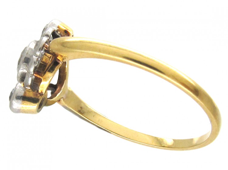 Art Deco Three Stone Diamond Cluster Ring