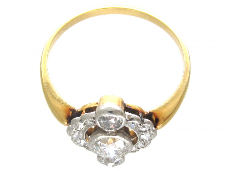 Art Deco Three Stone Diamond Cluster Ring