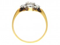 Art Deco Three Stone Diamond Cluster Ring