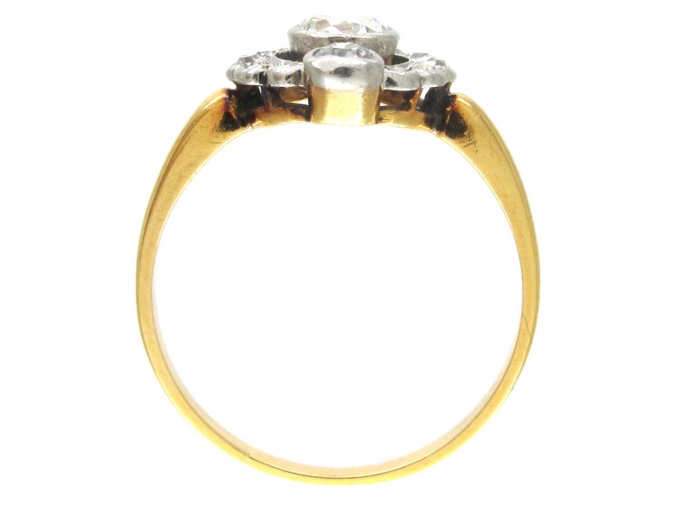 Art Deco Three Stone Diamond Cluster Ring