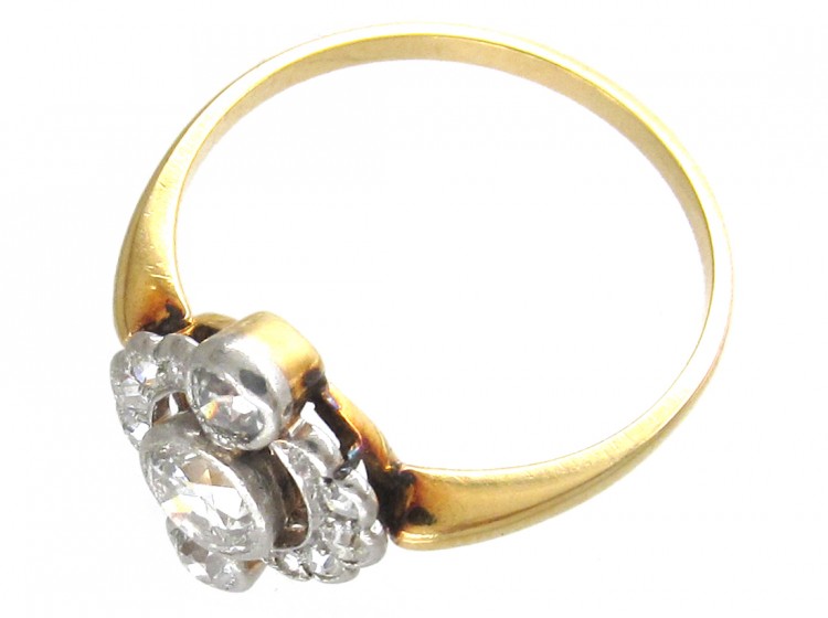 Art Deco Three Stone Diamond Cluster Ring