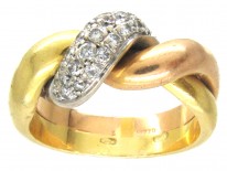 18ct Diamond Twist Three Colour Gold Ring