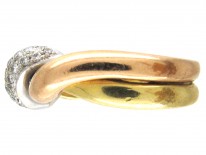 18ct Diamond Twist Three Colour Gold Ring