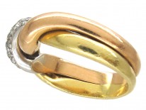 18ct Diamond Twist Three Colour Gold Ring