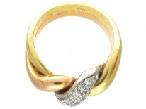 18ct Diamond Twist Three Colour Gold Ring