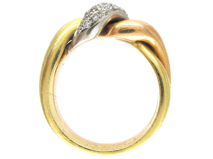 18ct Diamond Twist Three Colour Gold Ring