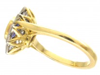 18ct Gold Sapphire & Diamond Pointed Petal Flower Ring