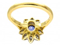 18ct Gold Sapphire & Diamond Pointed Petal Flower Ring