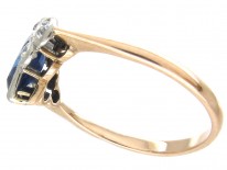 Art Deco Lozenge Shaped Burma Sapphire & Diamond Ring