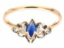 Art Deco Lozenge Shaped Burma Sapphire & Diamond Ring