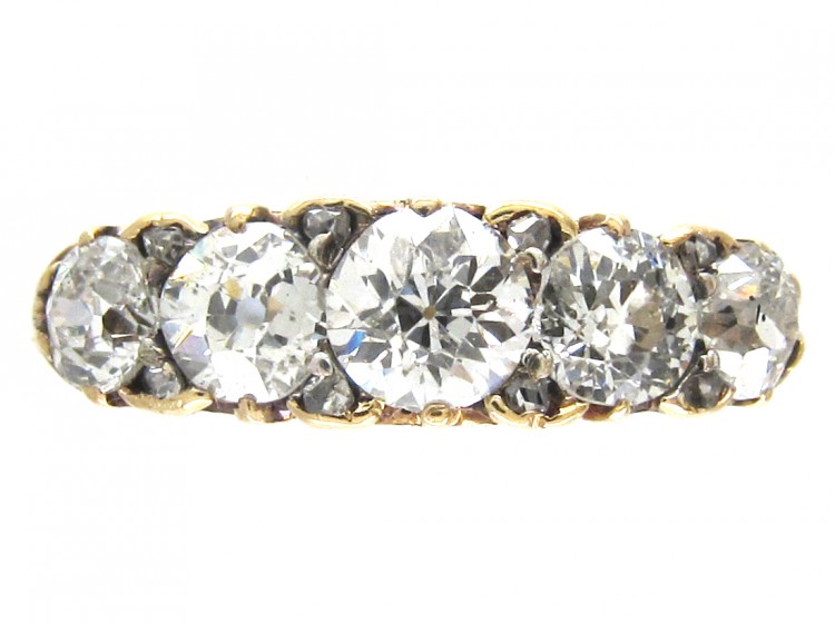 Victorian 18ct Gold & Five Stone Diamond Ring
