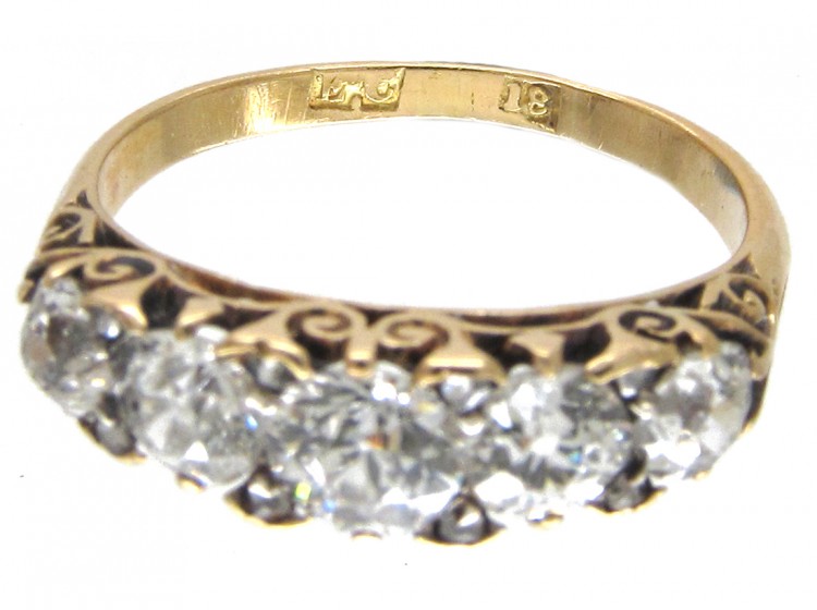 Victorian 18ct Gold & Five Stone Diamond Ring