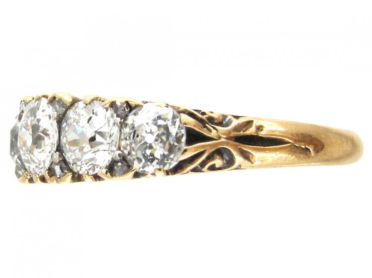 Victorian 18ct Gold & Five Stone Diamond Ring