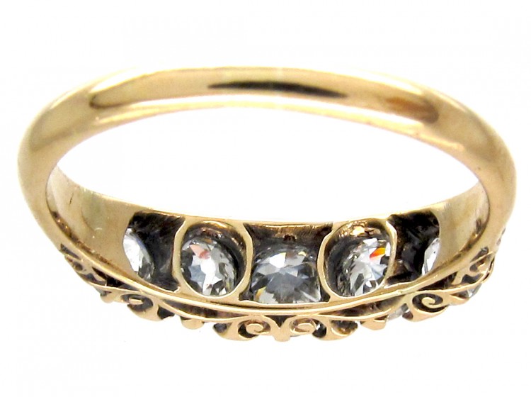 Victorian 18ct Gold & Five Stone Diamond Ring