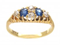 Victorian 18ct Gold Two Stone Sapphire & Diamond Ring