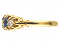 Victorian 18ct Gold Two Stone Sapphire & Diamond Ring