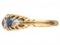 Victorian 18ct Gold Two Stone Sapphire & Diamond Ring
