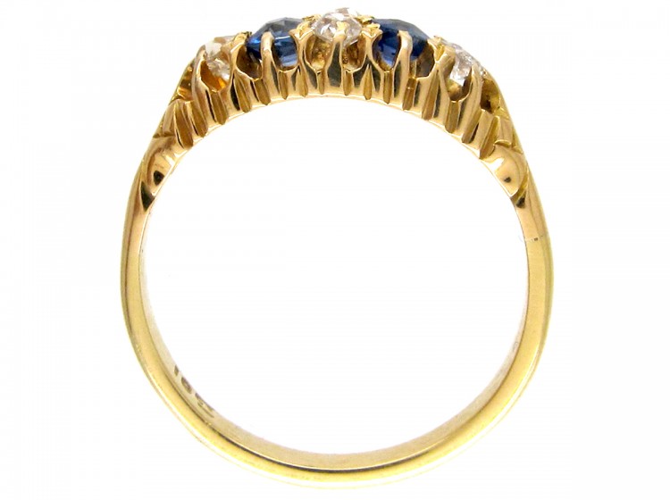 Victorian 18ct Gold Two Stone Sapphire & Diamond Ring