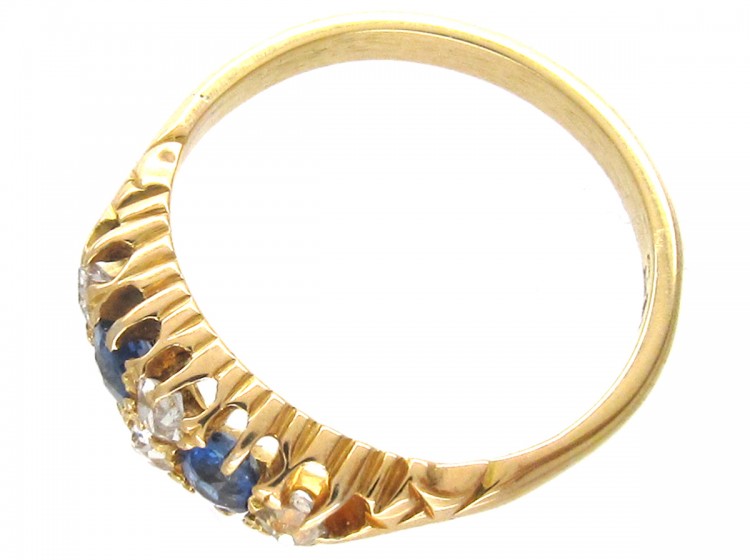 Victorian 18ct Gold Two Stone Sapphire & Diamond Ring