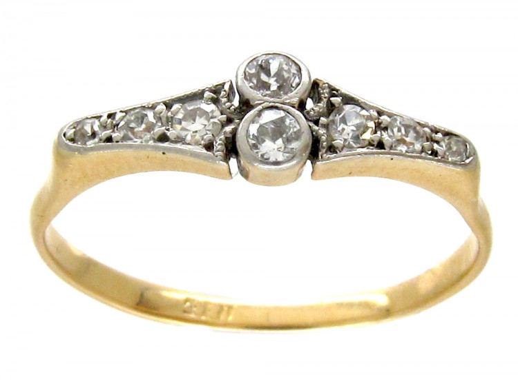 Art Deco 18ct Gold & Platinum & Diamond Set Ring