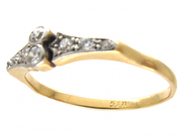 Art Deco 18ct Gold & Platinum & Diamond Set Ring