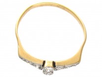 Art Deco 18ct Gold & Platinum & Diamond Set Ring