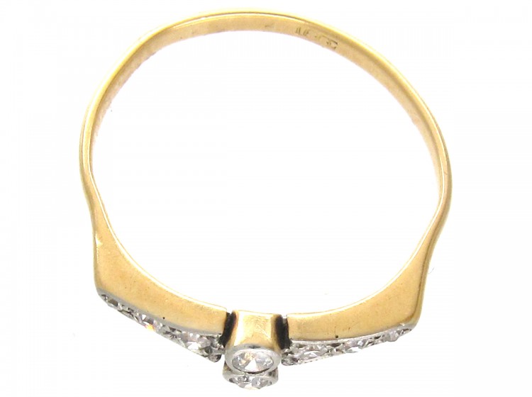 Art Deco 18ct Gold & Platinum & Diamond Set Ring