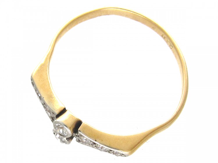 Art Deco 18ct Gold & Platinum & Diamond Set Ring