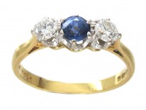 Art Deco 18ct Gold, Sapphire & Diamond Three Stone Ring