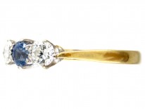 Art Deco 18ct Gold, Sapphire & Diamond Three Stone Ring