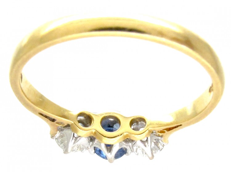 Art Deco 18ct Gold, Sapphire & Diamond Three Stone Ring