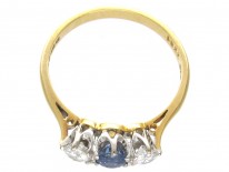 Art Deco 18ct Gold, Sapphire & Diamond Three Stone Ring