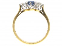 Art Deco 18ct Gold, Sapphire & Diamond Three Stone Ring