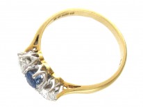 Art Deco 18ct Gold, Sapphire & Diamond Three Stone Ring