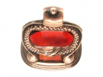 Carnelian & Gold Snakes Motif Seal with Greek Head Intaglio
