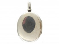 Victorian Silver Stripe Design Oval Locket