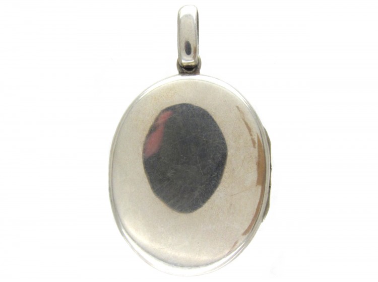 Victorian Silver Stripe Design Oval Locket