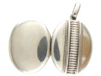 Victorian Silver Stripe Design Oval Locket