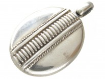 Victorian Silver Stripe Design Oval Locket