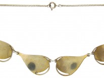 Norwegian Silver Gilt & White Enamel Leaf Necklace