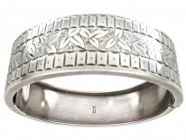 Victorian Silver Engraved Ivy Leaf Bangle