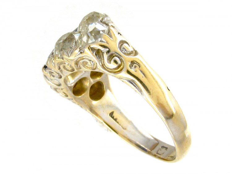 Victorian Large Sapphire & Old Mine Cut Diamond Ring